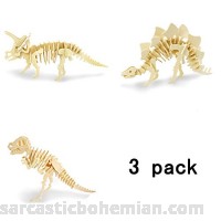 3 Pack 3D Wooden Puzzles Dinosaur DIY Assembly Model Adult Craft DIY Brain Teaser Games Engineering Toys B07BY6BWVJ